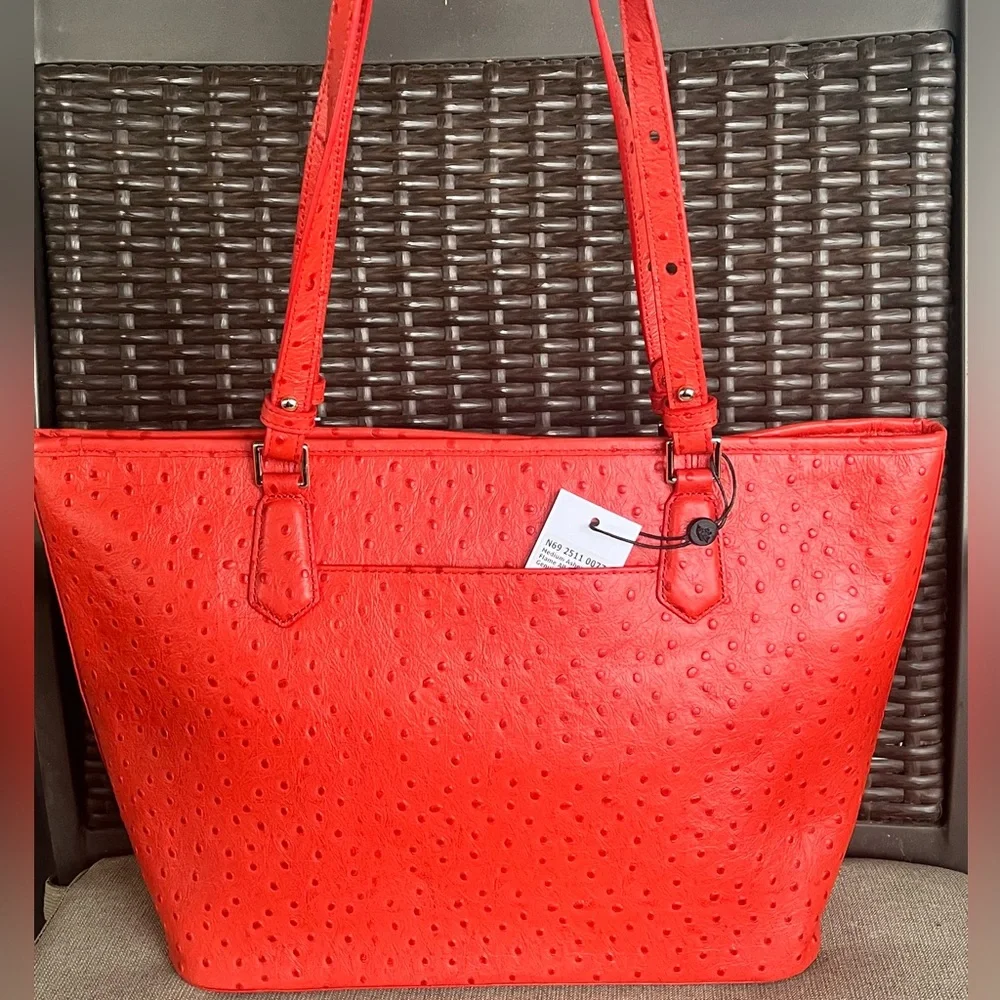 NWT Brahmin FLAME ALLOVER OSTRICH Medium Asher Melbourne Tote